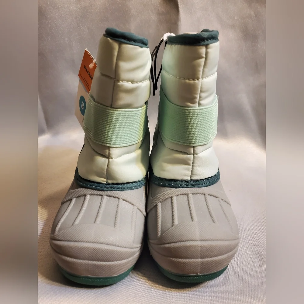 Kids Waterproof Snow & Rain Boots - Light Gray and Mint